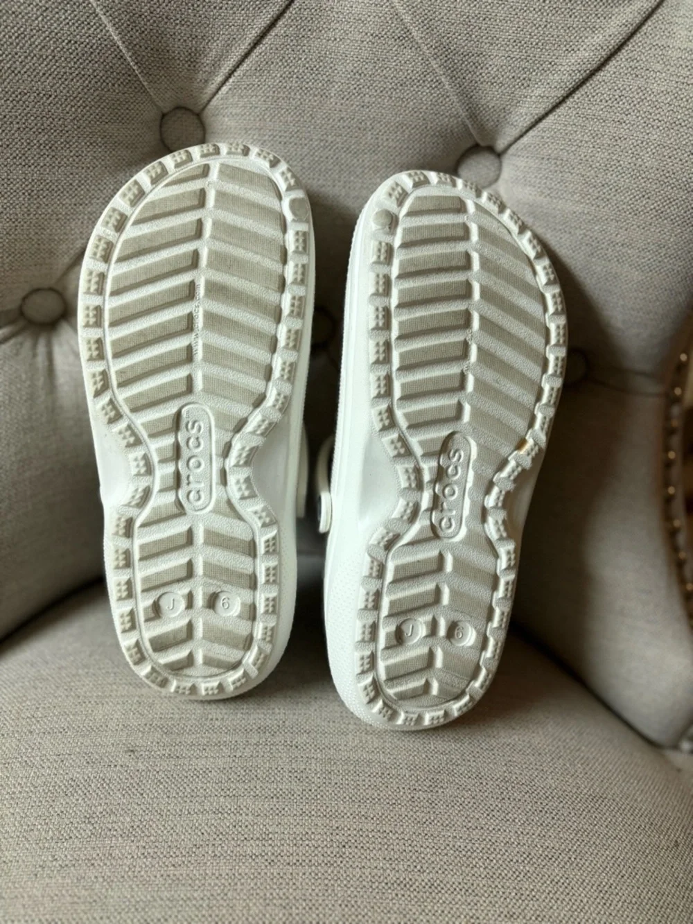 CROCS Kids White Clog with Grey Fleece Lining